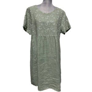 Terzo Millennio sage green linen baby doll dress size Large
